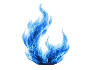 Blue fire flame PNG on Transparent background. Clipping path