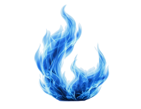 Blue fire flame PNG on Transparent background. Clipping path