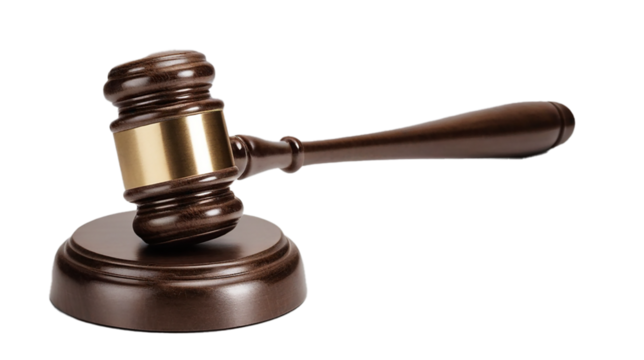 Gavel on transparent PNG background. Cut out