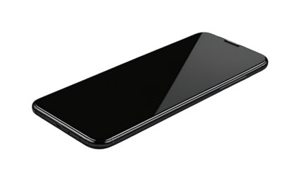 Smartphone with black screen with sleek design isolated on transparent background
