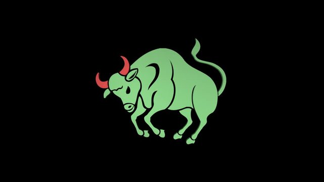 3d Abstract Taurus Logo / Symbol Spinning and Rotating on Transparent Background. Seamless Loop Isolated 4K Video.