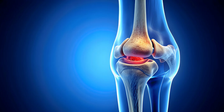 Medically accurate of an arthritic knee joint with damaged ligaments and meniscus , knee, ligament, meniscus, arthritis, joint