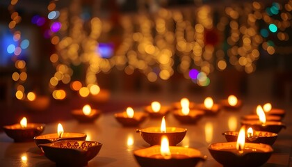  A serene and enchanting scene featuring glowing candles arranged in a decorative pattern, casting warm light and soft shadows, generative ai