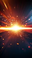 Obraz premium science picture of photon, particle of light in space, dark background