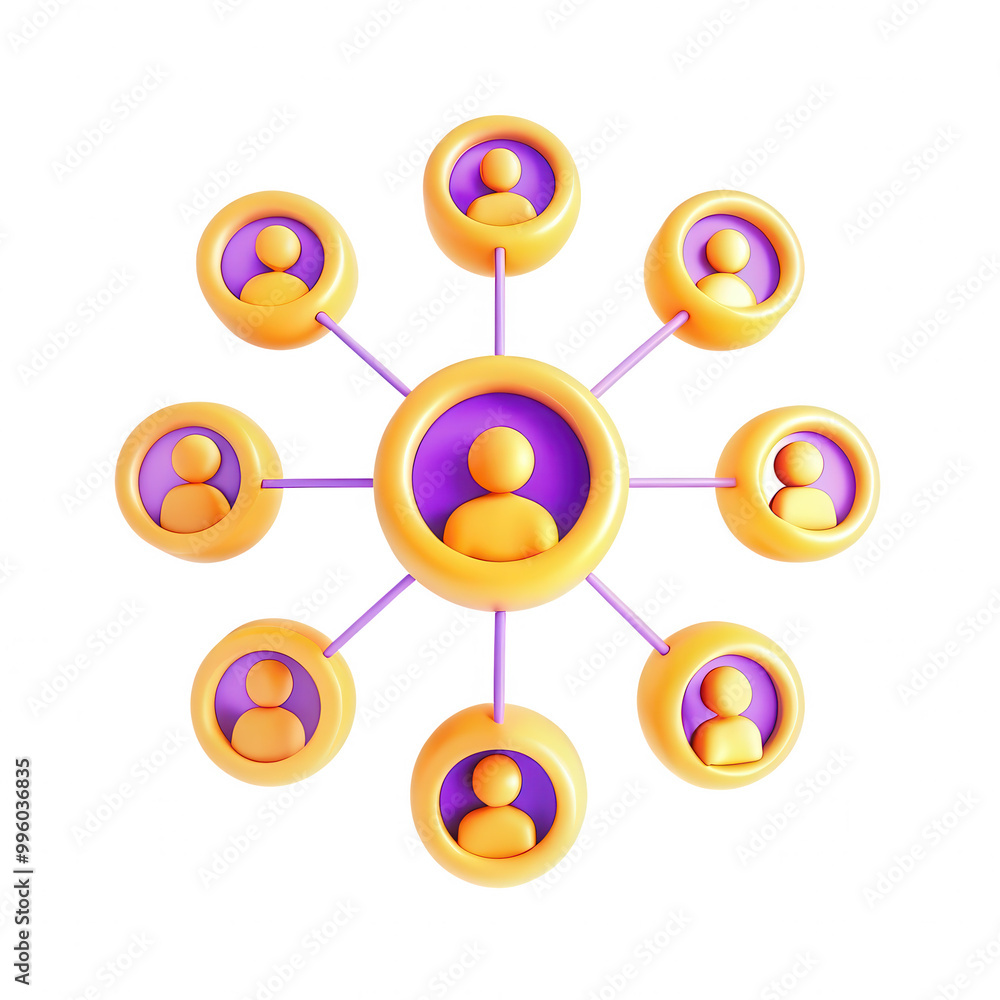 Poster a colorful 3d representation of social connectivity with animated human icons connected by vibrant l
