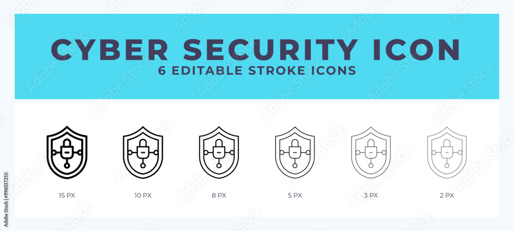 Poster cyber security vector icon for web and app. editable stroke vector illustration