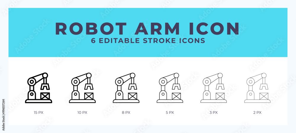 Aufkleber robot arm editable line icon. vector illustration with different stroke.