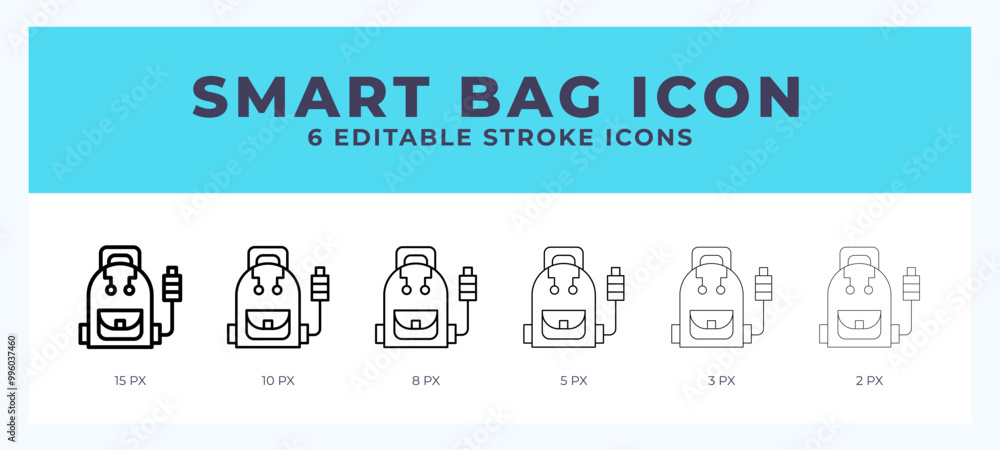 Poster smart bag stroke icon for web. mobile apps and ui.