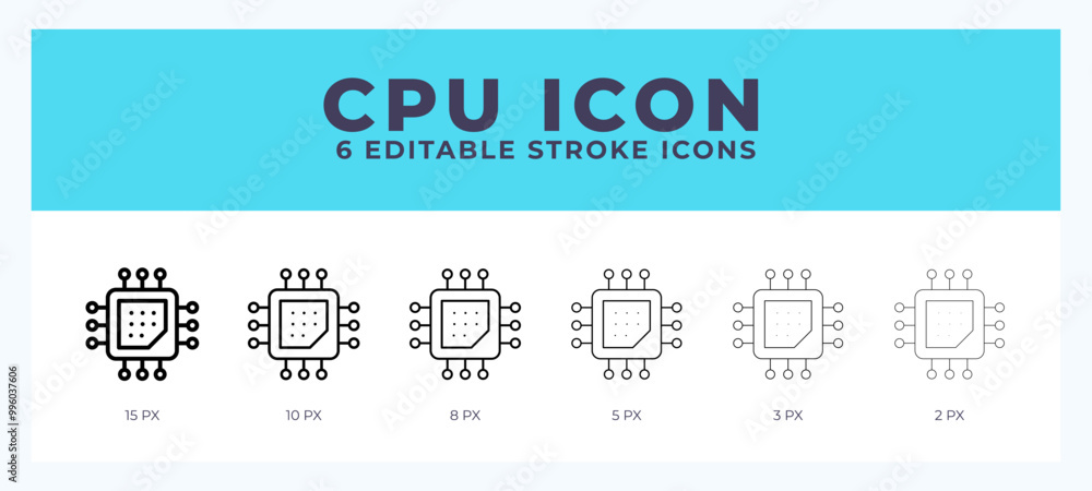 Poster cpu icon set with different stroke. design elements for logo. vector illustration.