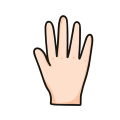 Obraz premium vector illustration of hand showing number five, hello gesture, raising hand, isolated on white background