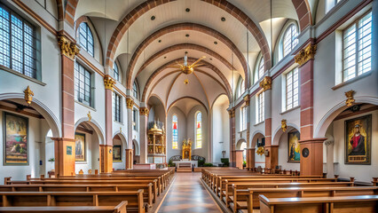 Fototapeta premium Interior view of city church in Biedenkopf, church, interior, architecture, religious, building