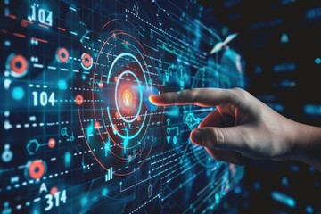 A computer screen with a red dot in the middle, generative ai image