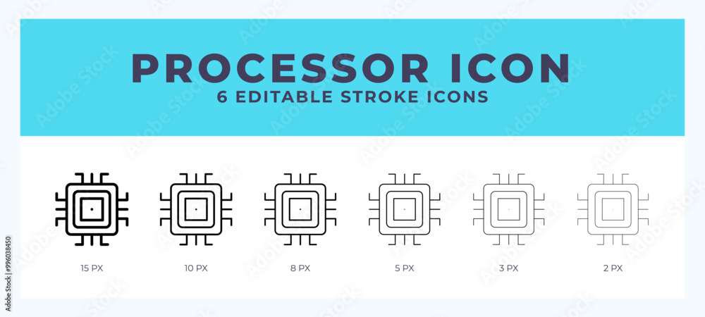 Poster processor icon set with different stroke. design elements for logo. vector illustration.