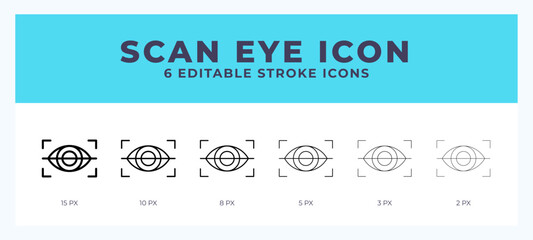 Scan eye icon with editable stroke. Outline icon vector illustration.