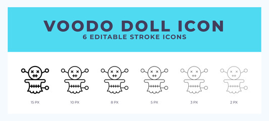 Voodoo doll line icon for websites and apps. Vector illustration with editable stroke.