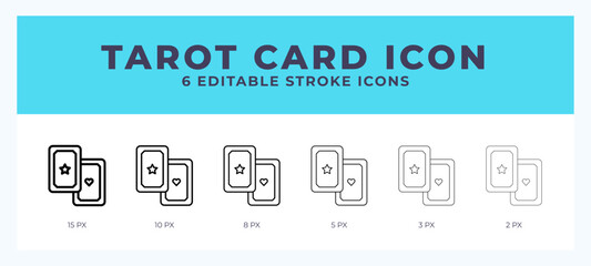 Tarot card editable line icon. Vector illustration with different stroke.