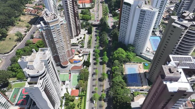 Curitiba Brazil. Autumn Street At Curitiba In Parana Brazil. Highrise Building. Downtown District. Cityscape Landscape. Autumn Street At Curitiba In Parana Brazil. Famous Destination.