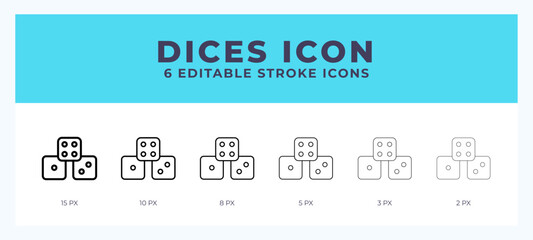 Dices icon illustration vector with editable stroke.