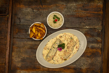 Delicious dish of food served in a restaurant.