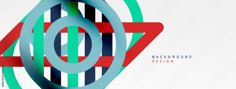 Poster Abstract background - colorful circle lines technology or business digital template