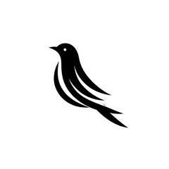 Fototapeta premium A modern black and white silhouette of a bird, minimalist stroke lines for a graceful and abstract look, ideal for nature-inspired or freedom-themed designs.
