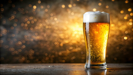 Refreshing glass of beer with effervescent bubbles, beer, alcohol, drink, bubbles, carbonation, pint, cold, beverage, frothy