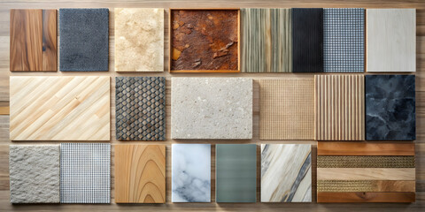 Assortment of various textures including wood, metal, fabric, stone, and paper , textures, variety, collection, background