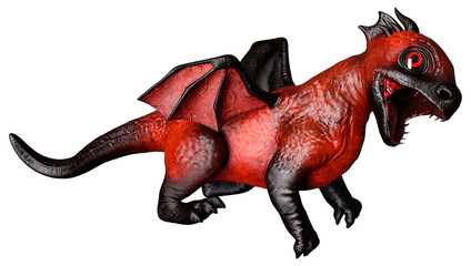 3D Rendering Fairy Tale Dragon on White