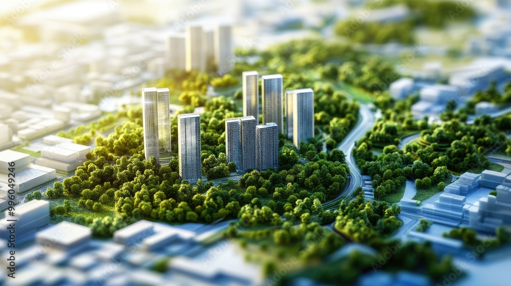 Poster a project team of civil engineers and architects collaborating on a sustainable urban development pr
