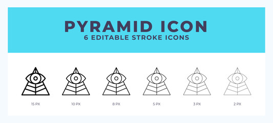 Fototapeta premium Pyramid icon with different stroke. Editable stroke. Vector illustration.