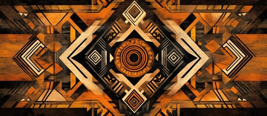 Vibrant and distinctive tribal abstract geometric design in shades of brown