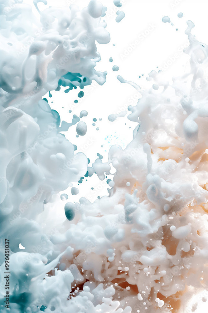 Poster swirling clouds of blue and white create an abstract background that conveys movement and energy, pe