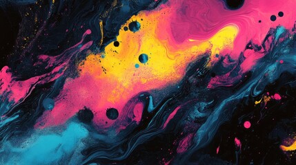 Abstract grunge 2d background featuring vibrant color splashes suitable for cover designs posters banners flyers cards and interior design Futuristic multicolor ink texture illustration