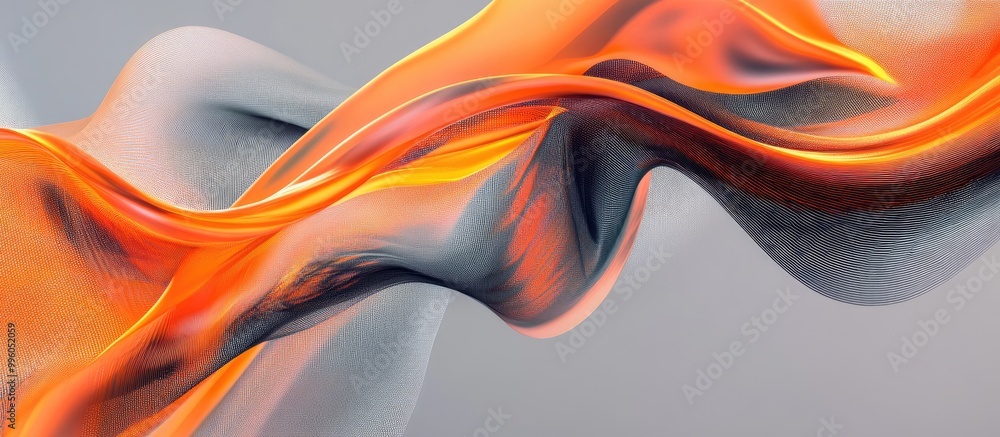 Poster abstract 3d line rendering on a gray backdrop 3d illustration