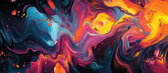 Vibrant abstract background featuring rich colors and dynamic textures Chaotic elements create a psychedelic visual experience Surreal fine art design