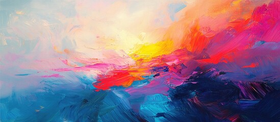 Abstract oil painting with vibrant colors showcasing impressionist style A modern surreal artwork ideal for wall decor Features a unique hand drawn texture