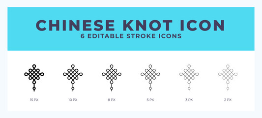 Chinese knot icon symbol. Logo illustration thin line. Bold line vector icons. Editable stroke