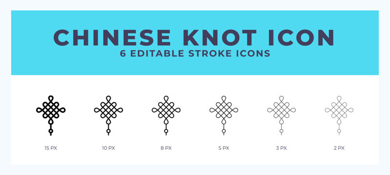 Chinese knot icon symbol. Logo illustration thin line. Bold line vector icons. Editable stroke