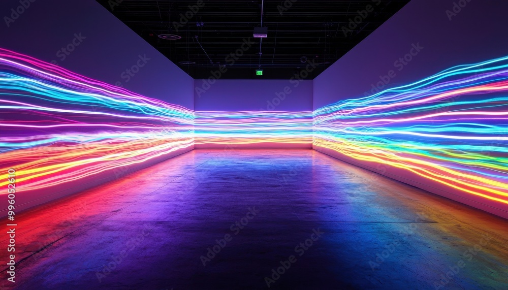 Poster abstract lighting installation with motion sensors, changing colors
