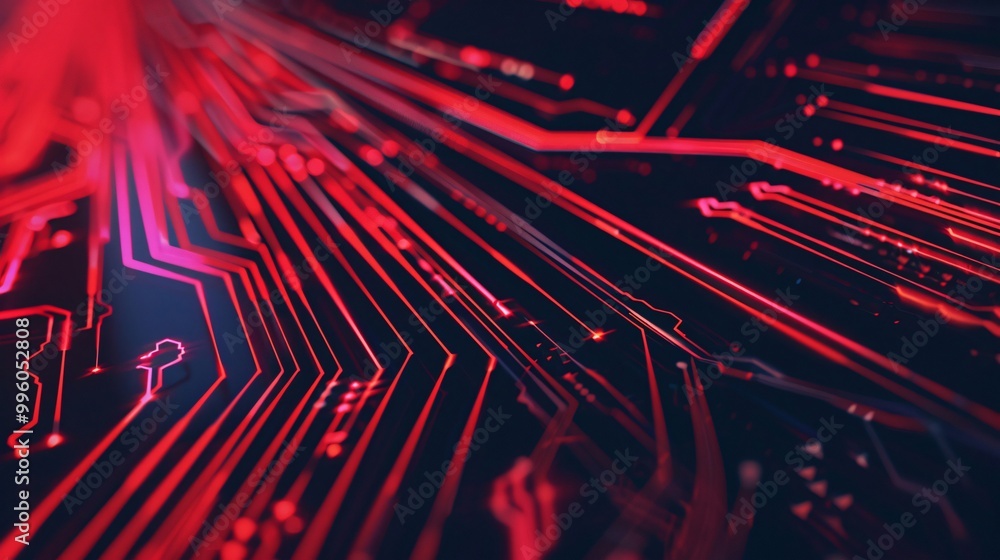 Poster abstract red circuit board - technology background