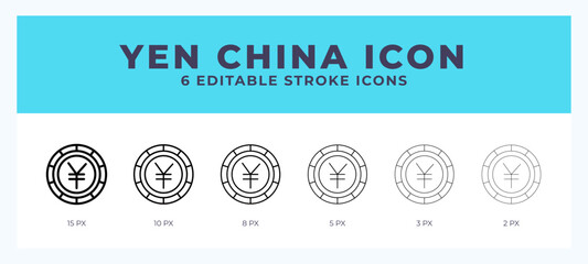 Yen china stroke icon for web. Mobile apps and ui.