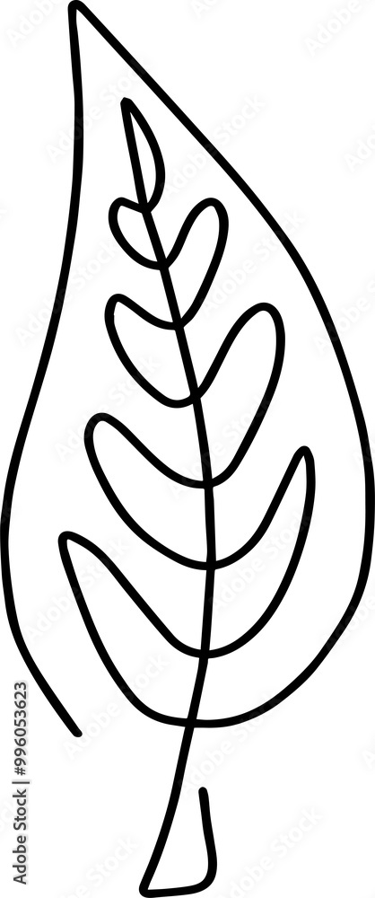 Poster leaf illustration with single continuous line.