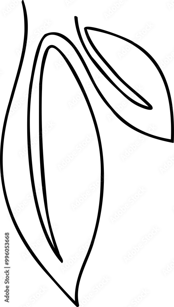 Poster leaf illustration with single continuous line.