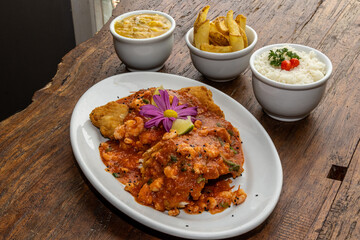 Delicious dish of food served in a restaurant.