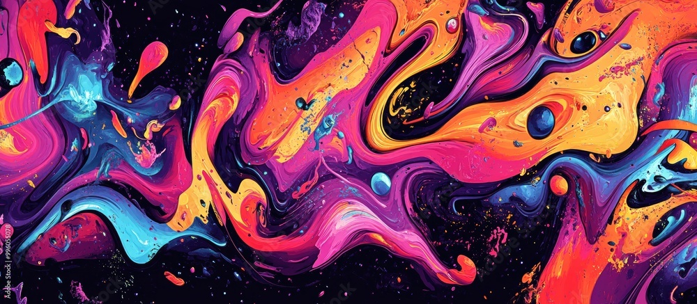 Poster vibrant abstract background featuring a colorful texture with chaotic elements showcasing a psychede