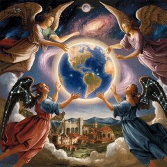 An artwork inspired by the great masters of the Renaissance, blending classical elegance with a contemporary twist.