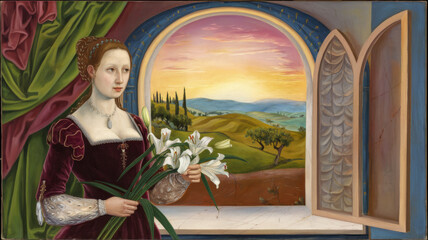 An artwork inspired by the great masters of the Renaissance, blending classical elegance with a contemporary twist.