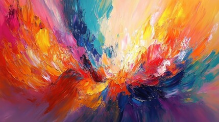 Abstract oil painting featuring a colorful background in an impressionist style A modern surrealist artwork suitable for wall decor with a unique hand drawn texture