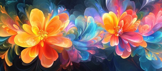 Vibrant abstract floral design in multiple colors 2d artwork