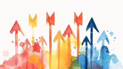 Obraz premium Abstract Watercolor Arrows: A Colorful Expression of Growth and Inspiration